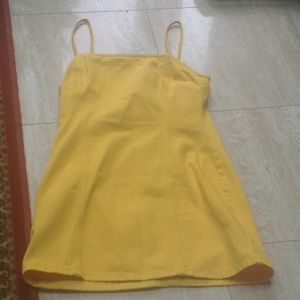 Yellow jean spaghetti strap dress